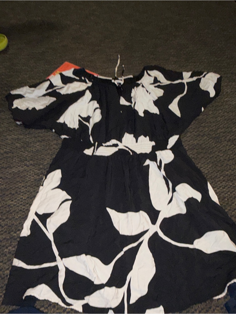 Nine West Black Dress with White Floral Print